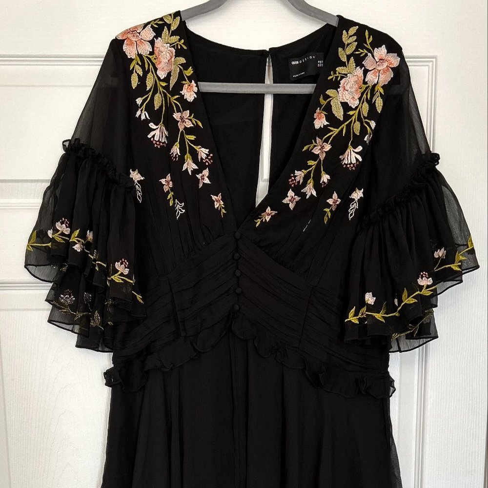 ASOS, Chiffon, Floral embroidered midi dress, size 14
